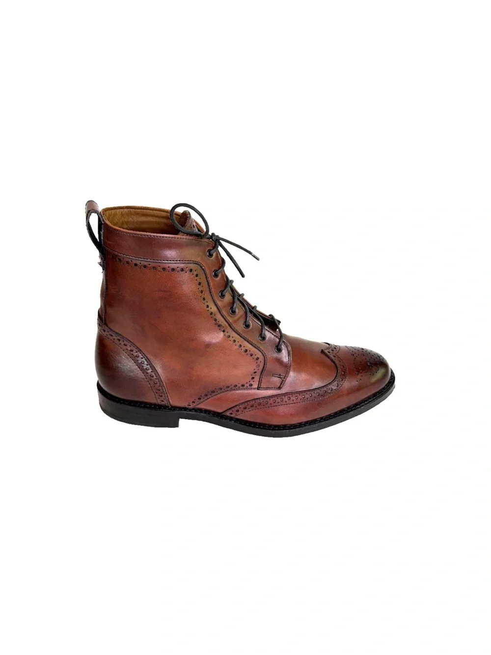 Allen Edmonds Port Washington Burgundy Leather Brogue Wingtip Ankle Boots Sz 10D